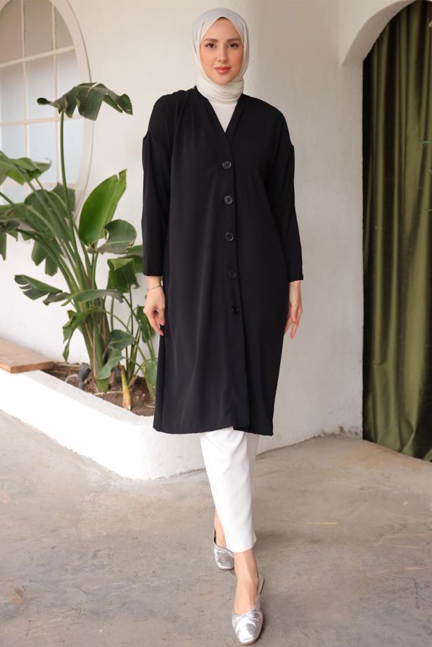 Vêtements hijab NOIR VESTE LONGUE T 1453 - TRENDTESETTÜR