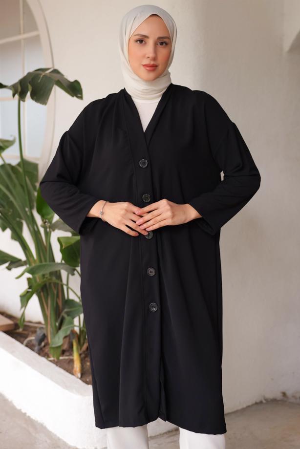 Vêtements hijab NOIR VESTE LONGUE T 1453 - TRENDTESETTÜR