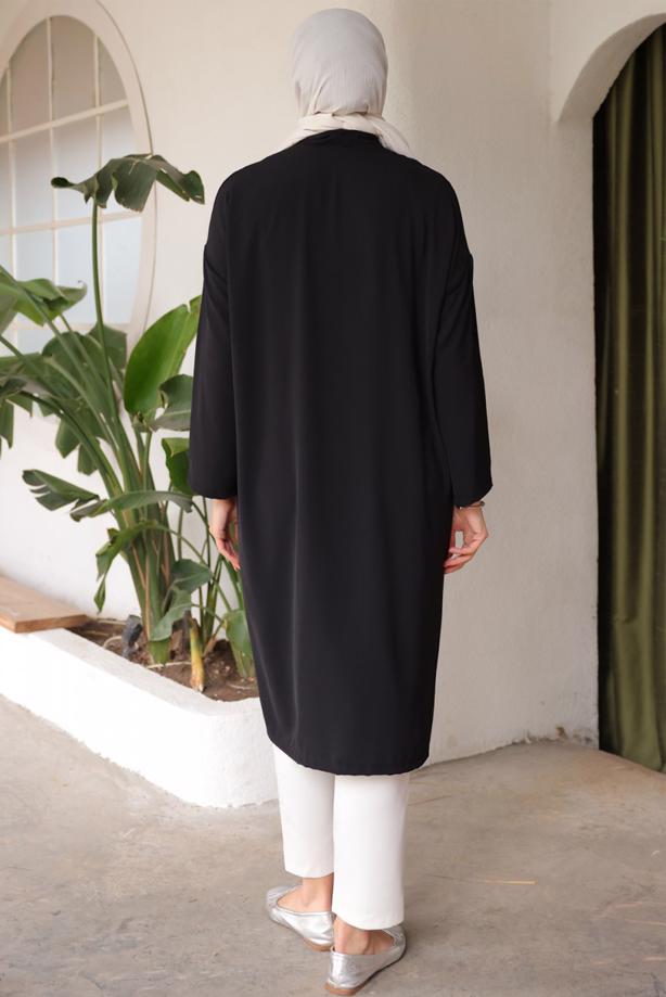 Vêtements hijab NOIR VESTE LONGUE T 1453 - TRENDTESETTÜR