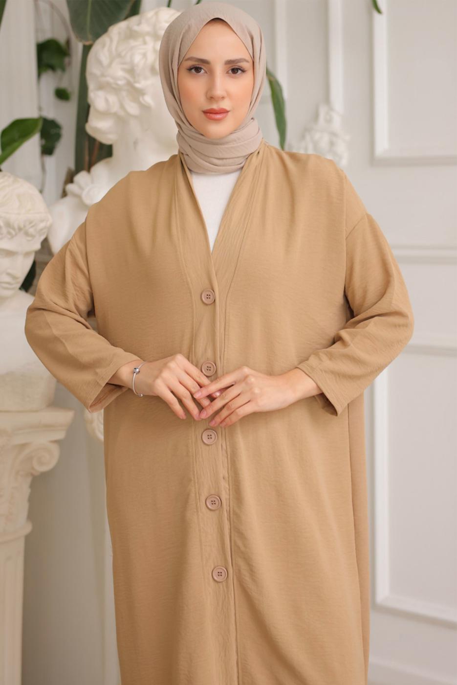 Vêtements hijab BRUN VESTE LONGUE T 1453