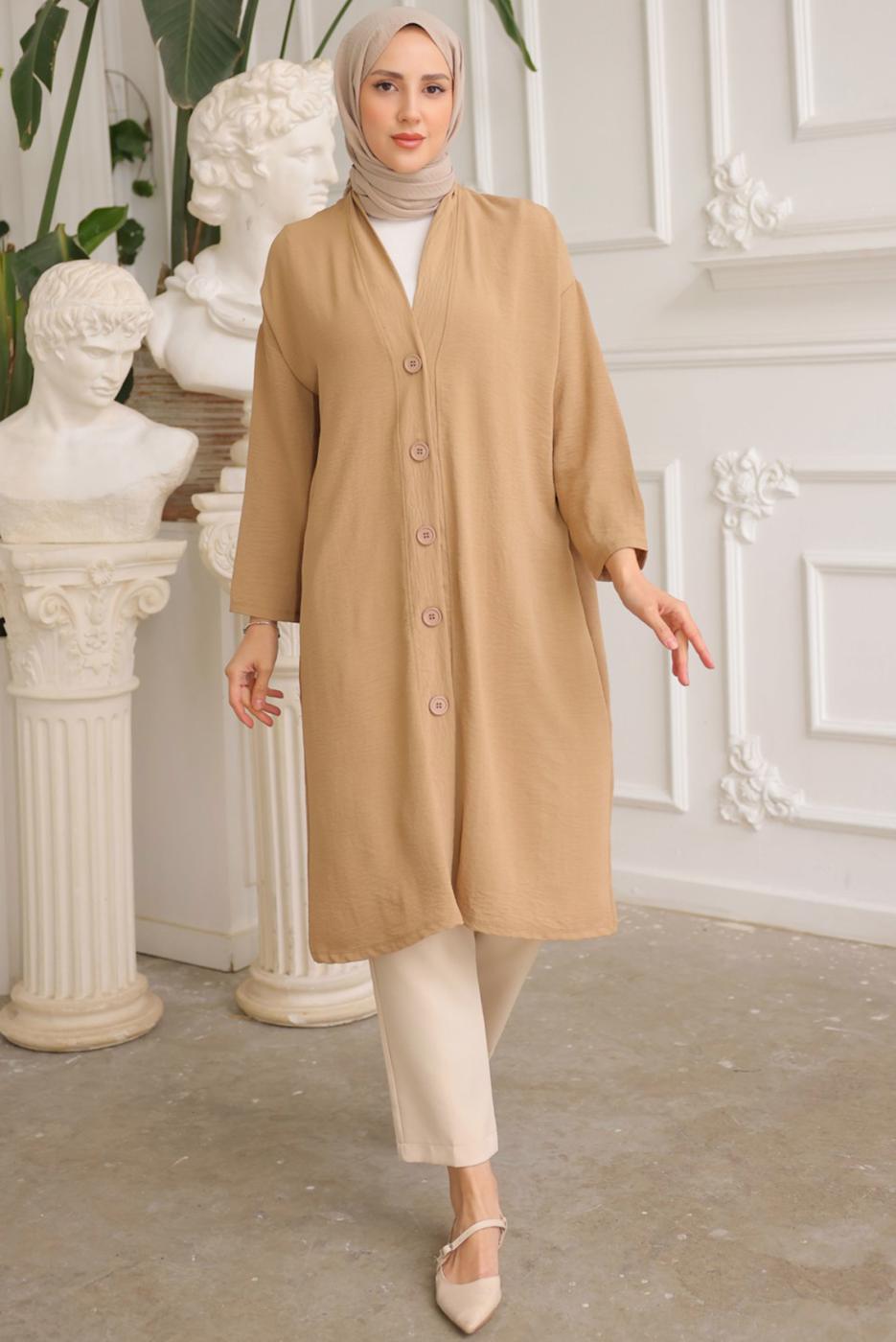 Vêtements hijab BRUN VESTE LONGUE T 1453