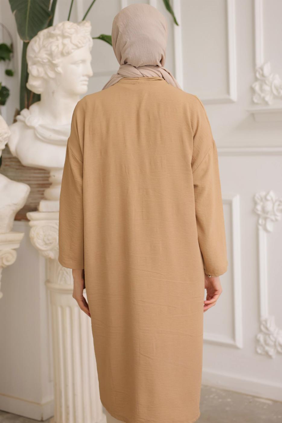 Vêtements hijab BRUN VESTE LONGUE T 1453