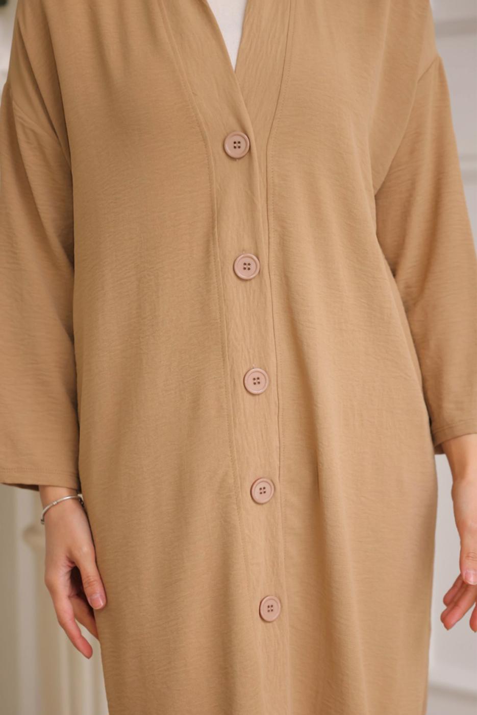 Vêtements hijab BRUN VESTE LONGUE T 1453