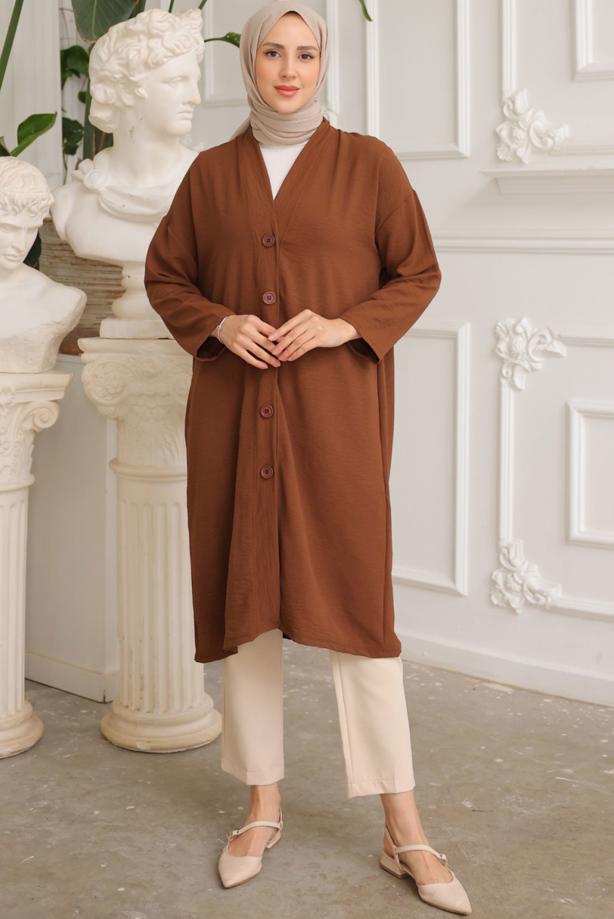 Vêtements hijab BRUN VESTE LONGUE T 1453 - TRENDTESETTÜR
