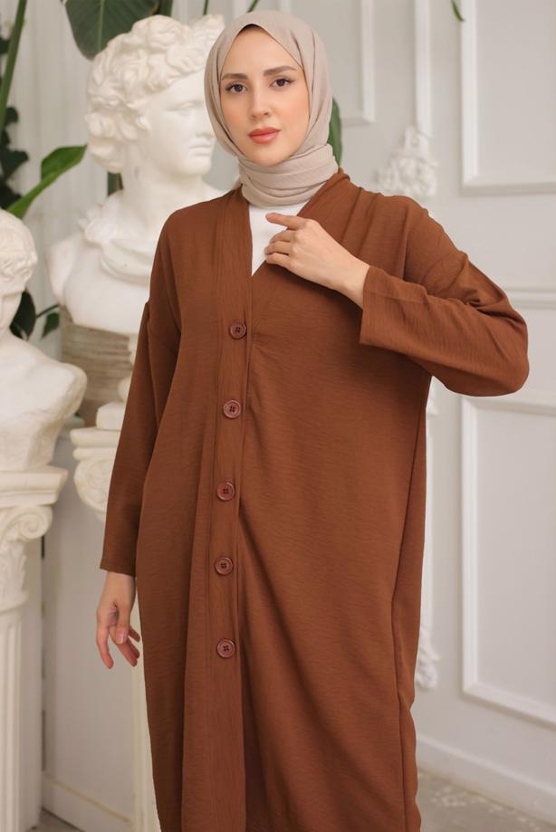 Vêtements hijab BRUN VESTE LONGUE T 1453 - TRENDTESETTÜR