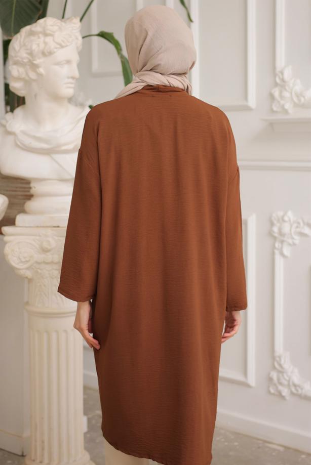 Vêtements hijab BRUN VESTE LONGUE T 1453 - TRENDTESETTÜR