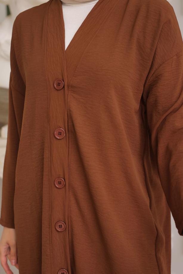 Vêtements hijab BRUN VESTE LONGUE T 1453 - TRENDTESETTÜR