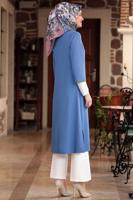 Vêtements hijab BLEU VESTE AVEC GEMME T 1801