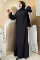 Tesettür giyim SİYAH FERMUARLI NAMAZ ELBİSESİ T 7583