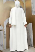 Tesettür giyim EKRU FERMUARLI NAMAZ ELBİSESİ T 7583