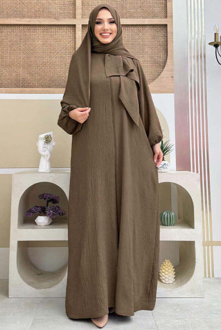 Hijab clothing BROWN ZIPPERED PRAYER DRESS T 7583