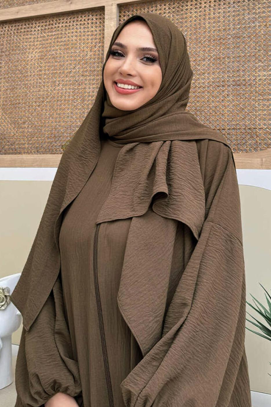 Hijab clothing BROWN ZIPPERED PRAYER DRESS T 7583