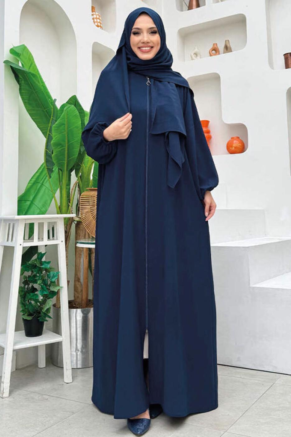 Vêtements hijab BLEU MARINE ROBE DE PRIÈRE ZIPPÉE T 7583