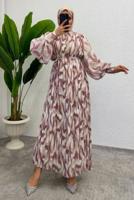 Vêtements hijab POURPRE ROBE EN MOUSSELINE CEINTURE T 0985-1