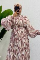Vêtements hijab POURPRE ROBE EN MOUSSELINE CEINTURE T 0985-1