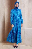 Vêtements hijab BLEU ROBE EN VISCOSE À MOTIFS T 1347