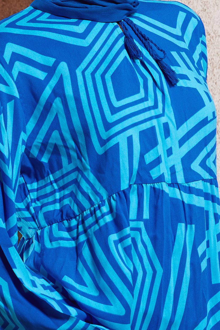 Vêtements hijab BLEU ROBE EN VISCOSE À MOTIFS T 1347