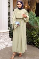 Hijab clothing BEIGE BELTED DRESS T 1502