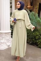 Hijab clothing BEIGE BELTED DRESS T 1502