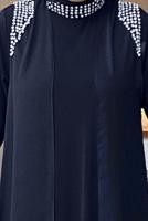 Vêtements hijab BLEU MARINE ROBE BRODÉE GEM AVEC GILET T 1628