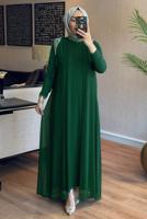 Vêtements hijab VERT ROBE BRODÉE GEM AVEC GILET T 1628