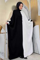 Tesettür giyim SİYAH İKİ RENKLİ ELBİSE T 1683