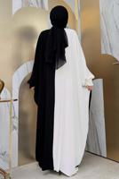 Tesettür giyim SİYAH İKİ RENKLİ ELBİSE T 1683