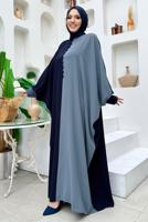 Tesettür giyim LACİVERT İKİ RENKLİ ELBİSE T 1683