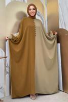 Tesettür giyim TABA İKİ RENKLİ ELBİSE T 1683