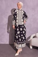 Tesettür giyim SİYAH DESENLİ TESETTÜR ELBİSE T 1914