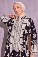 Tesettür giyim SİYAH DESENLİ TESETTÜR ELBİSE T 1914