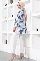 Tesettür giyim LACİVERT DESENLİ GÖMLEK TUNİK T 1988