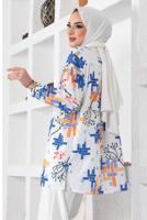 Tesettür giyim LACİVERT DESENLİ GÖMLEK TUNİK T 1988