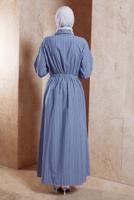 Tesettür giyim LACİVERT ÇİZGİLİ TESETTÜR ELBİSE T 2002 