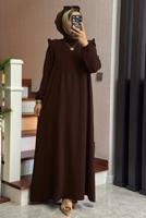 Vêtements hijab BRUN ROBE DÉTAILLÉE À VOLANTS T 2017