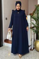 Vêtements hijab BLEU MARINE ROBE DÉTAILLÉE À VOLANTS T 2017