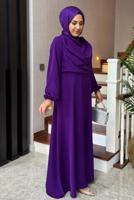 Vêtements hijab POURPRE ROBE CEINTURE T 2096