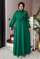 Vêtements hijab VERT ROBE CEINTURE T 2096