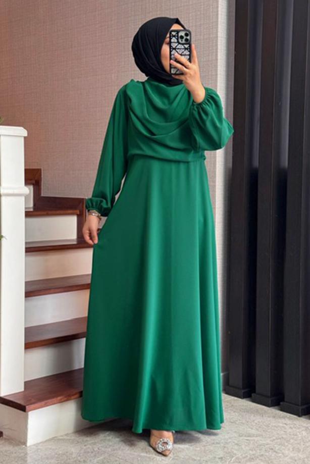Vêtements hijab VERT ROBE CEINTURE T 2096 - TRENDTESETTÜR