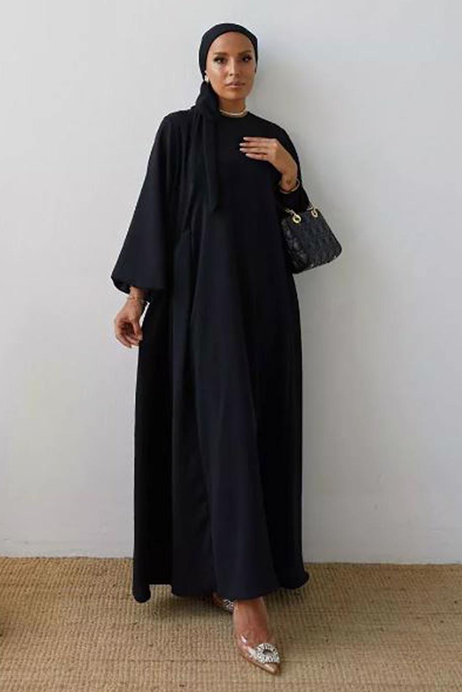 Tesettür giyim SİYAH SALAŞ ELBİSE T 2105