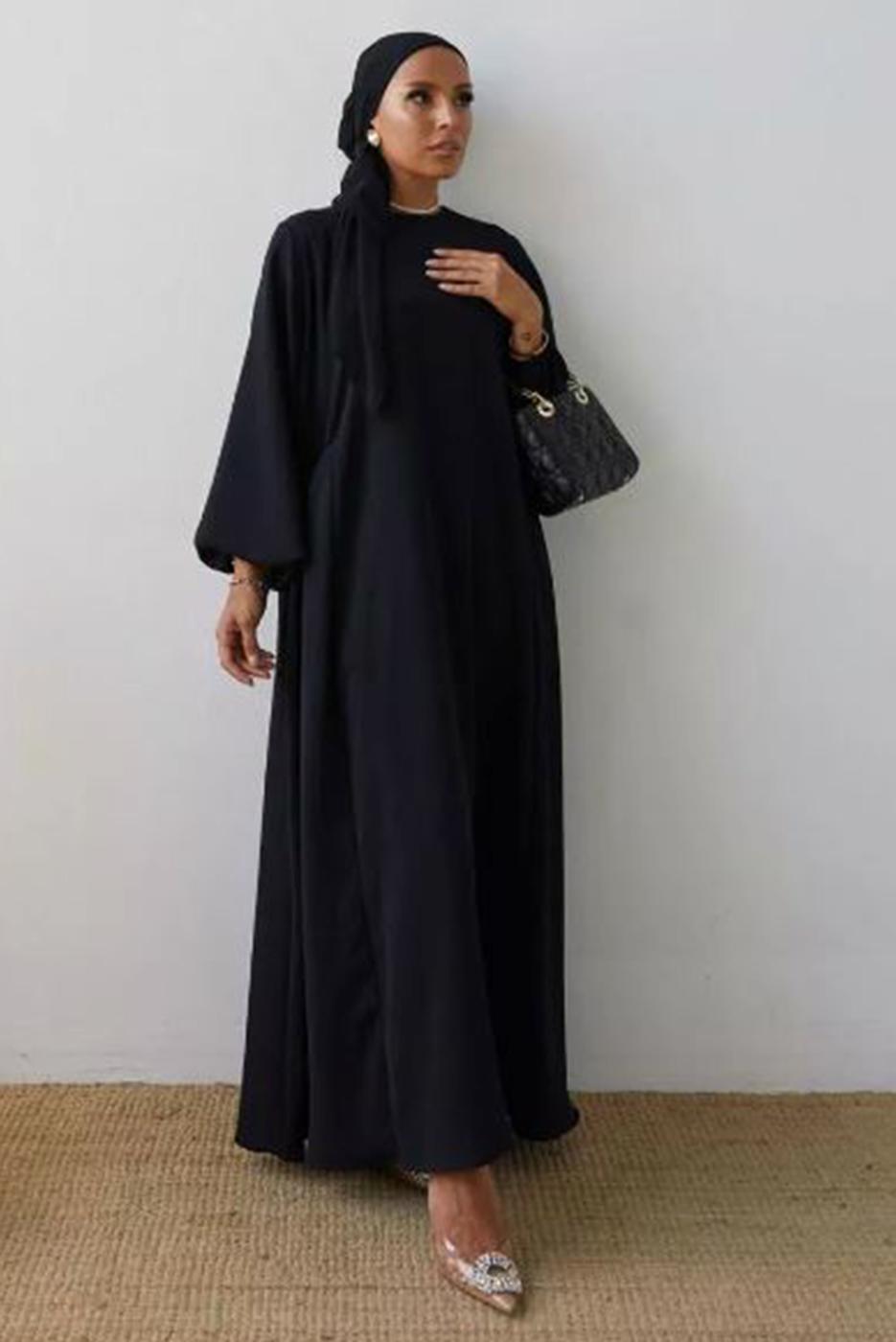 Tesettür giyim SİYAH SALAŞ ELBİSE T 2105