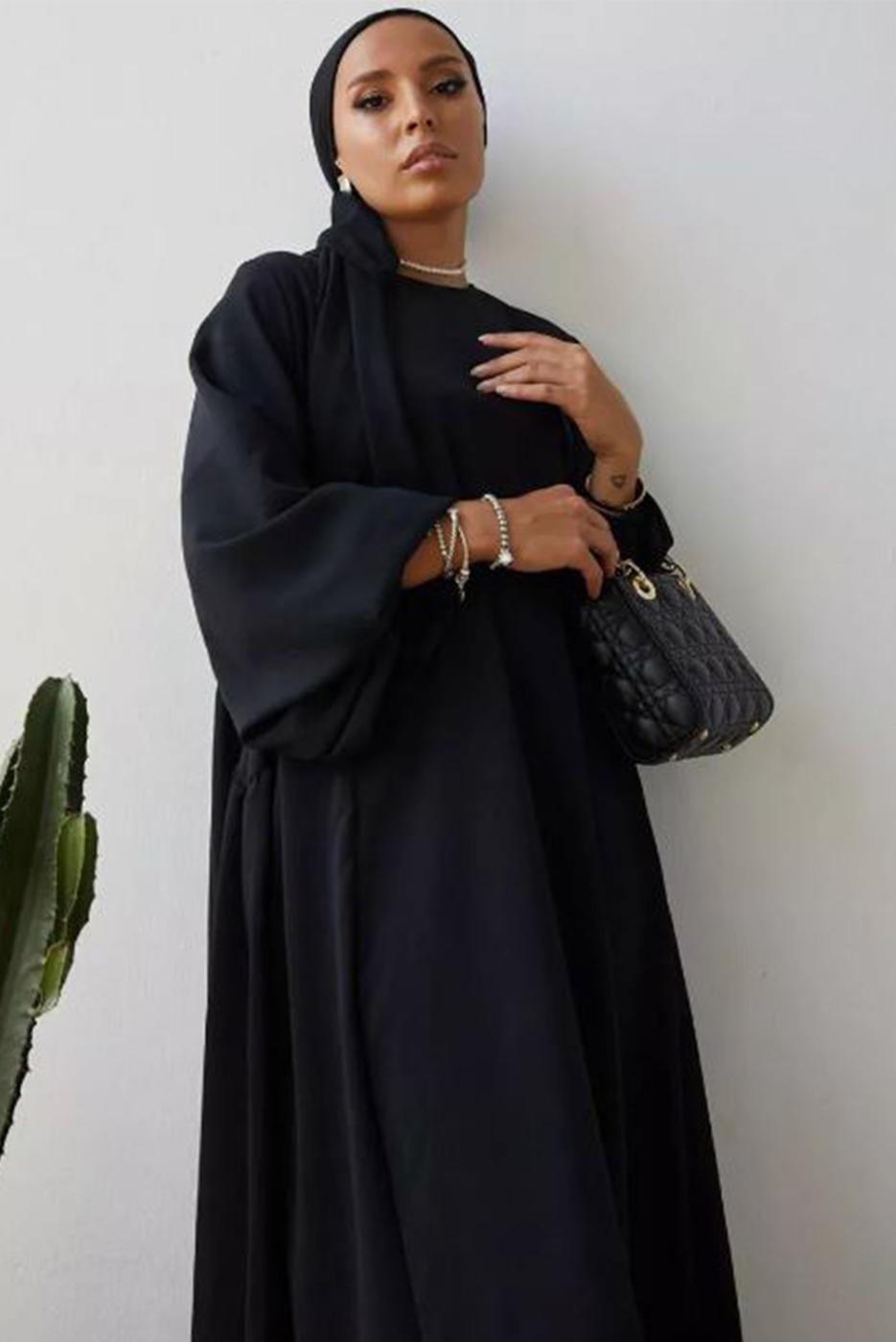 Tesettür giyim SİYAH SALAŞ ELBİSE T 2105