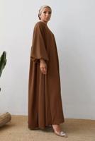 Tesettür giyim KAHVE SALAŞ ELBİSE T 2105