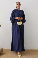 Tesettür giyim LACİVERT SALAŞ ELBİSE T 2105