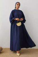Tesettür giyim LACİVERT SALAŞ ELBİSE T 2105