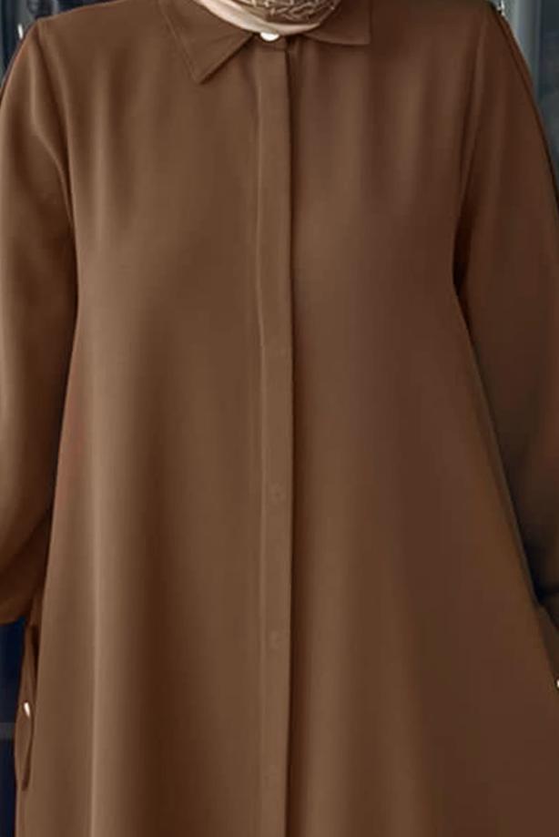 Vêtements hijab BRUN ROBE DÉTAIL BOUTONS T 2322 - TRENDTESETTÜR