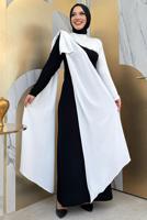 Tesettür giyim SİYAH İKİ RENKLİ ELBİSE T 2683