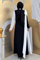 Tesettür giyim SİYAH İKİ RENKLİ ELBİSE T 2683