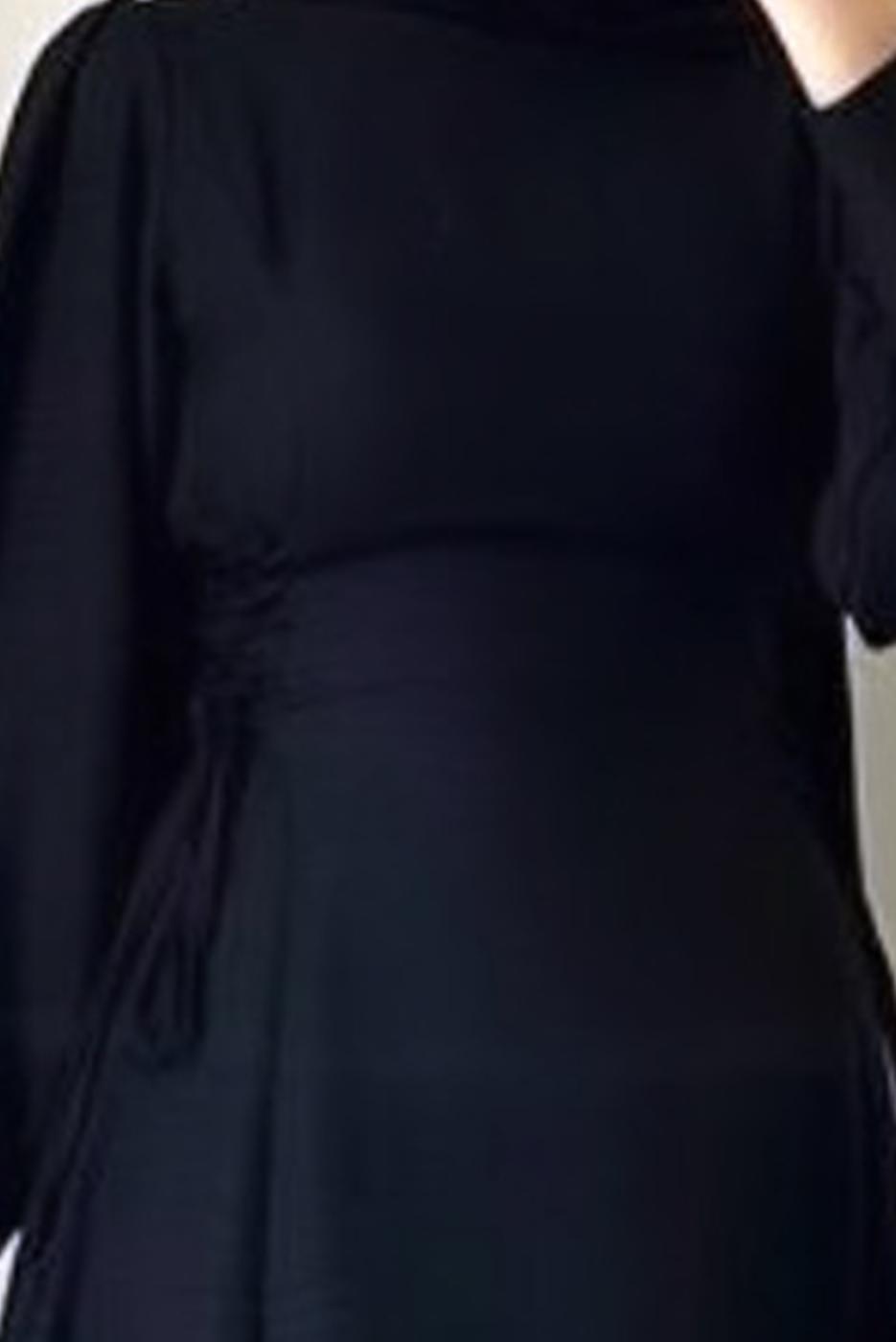 Tesettür giyim SİYAH BAĞCIK DETAYLI ELBİSE T 2695