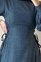 Tesettür giyim LACİVERT BAĞCIK DETAYLI ELBİSE T 2695